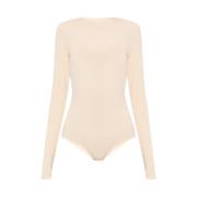 Maison Margiela Stickad l?ngärmad bodysuit Beige, Dam