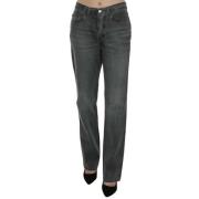 Just Cavalli Gray Washed Mid Waist Straight Denim Pants Jeans Gray, Da...