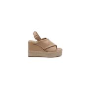 Paloma Barceló Lyxigt Läder Espadrille Kilklackar Beige, Dam