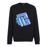 Balmain Sweatshirt med neonlogotryck Black, Herr