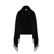 Blugirl Stickad Stola med Faux Fur Black, Dam