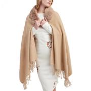 Blugirl Stickad Stola med Faux Fur Beige, Dam