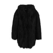 Alessia Zamattio Faux Fur Shearling Jackets Black, Dam