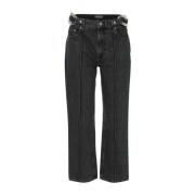 JW Anderson Svarta Cropped Jeans med Kedjedetalj Black, Dam