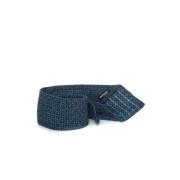 Kiton Geometrisk Fantasi Handgjord Slips Blue, Herr