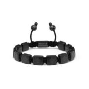 Nialaya Men`s Ceramic Flatbead Bracelet in Matte Black Black, Herr