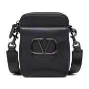 Valentino Garavani Mini Locò Läder Crossbody Väska Black, Herr