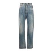 Maison Margiela Blåa Straight Leg Byxor med 5 Fickor Blue, Herr