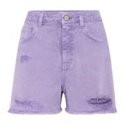 MVP wardrobe Högmidjade Shorts med Fransad Kant Purple, Dam