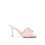 Bottega Veneta Ljusrosa Läderklackad Sandal Mule med Intreccio Pink, D...