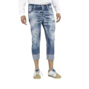 Dsquared2 Slitna Sailor Monogram Cropped Jeans Blue, Herr