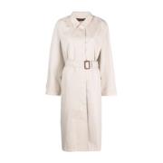 Gucci Vit Bältesförsedd Gabardine Trenchcoat White, Dam