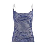 Guess Ärmlös Chainette Topp - Blå Glitter Blue, Dam