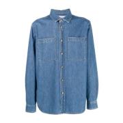 Moschino Denimskjorta med Teddybjörntryck Blue, Herr