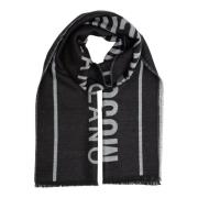 Moschino Merinoull Fransad Halsduk Black, Herr