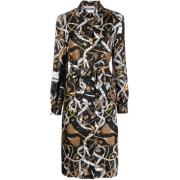 Moschino Silkesklänning med grafiskt tryck Brown, Dam