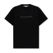 Stella McCartney T-shirt med logotyp Black, Dam