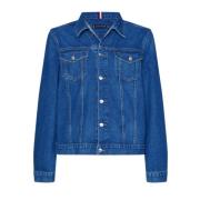 Tommy Hilfiger Mörk Denim Truckerjacka med Knappstängning Blue, Herr