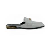 Versace Vita kalvskinnssandaler platta skor White, Dam