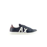 Armani Exchange Låga lädersneakers Blue, Herr