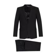 Dolce & Gabbana Svart Ullkostym Peak Revers Black, Herr