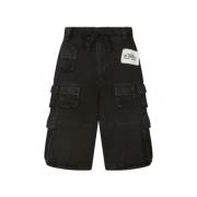 Dolce & Gabbana Rökfärgade Cargo Denim Shorts Black, Herr