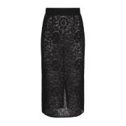 Dolce & Gabbana Svart Spetsstickad Midi Pennkjol Black, Dam