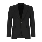 Dolce & Gabbana Svart stretch polyester blazer Black, Herr