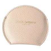 Dolce & Gabbana Beige Läder Rund Logo Handsspegelhållare Beige, Dam