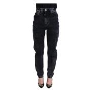 Dolce & Gabbana Svarta Högmidjade Denim Jeans Black, Dam