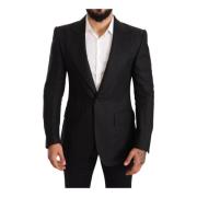 Dolce & Gabbana Svart Linne Slim Fit Kappa Jacka Blazer Black, Herr