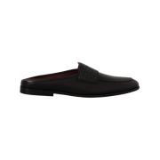 Dolce & Gabbana Svarta Läder Caiman Sandaler Slides Slip Skor Black, H...