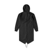 Rains Svart Fishtail Parka med Asymmetrisk Nederkant Black, Herr