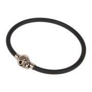 Alexander McQueen Gummisnodd Skalle Armband Gray, Herr