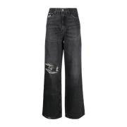 Tommy Jeans Wide Jeans Black, Dam