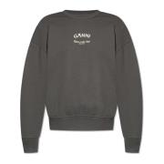 Ganni Sweatshirt med logotyp Gray, Dam