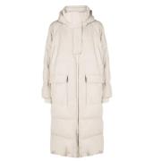 Brunello Cucinelli Elegant Lång Pufferjacka Beige, Dam