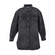 Palm Angels Klassiska DenimDenim Jacka Black, Dam