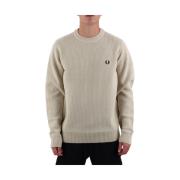 Fred Perry Räfflad Ulltröja Beige, Herr