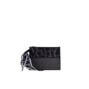 Carolina Herrera Canvas La Plata Kristall Initialer Pouch Black, Dam