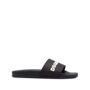 Dsquared2 Svarta Logo Slides för Män Black, Herr