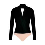 Elisabetta Franchi Svart Body Skjorta Black, Dam