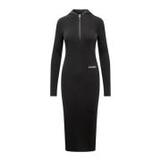 Jil Sander Räfflad huva klänning Black, Dam