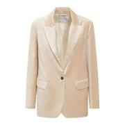 Forte Forte Velvet Lapel Blazer Beige, Dam