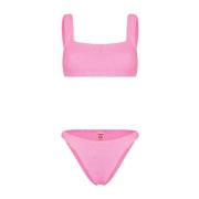 Hunza G Rosa Krinklad Crop Bikini Set Pink, Dam