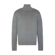 Schott NYC Broderad Logotyp Bomull Turtleneck Tröja Gray, Herr