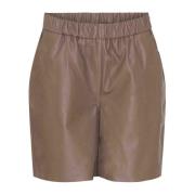 Btfcph Löst Sittande Lädershorts Taupe Brown, Dam