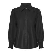 Notyz Svart Smock Skinn Blus Black, Dam