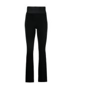 Alexander Wang Svarta Bootcut Byxor med Logotyp Elastisk Midja Black, ...