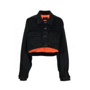 3X1 Svart Kortad Denimjacka Black, Dam